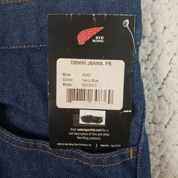 Red Wing FR Jeans Men's 46x38 Flame Resistant Work Pants Denim Blue Cotton NWT - Picture 4 of 11